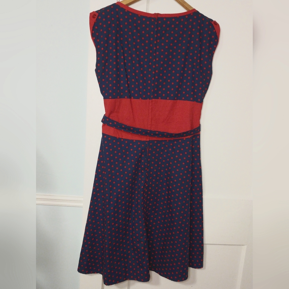Vintage Inspired Navy and Red Stars Dress